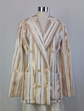 FOR ALL MANKIND NWT GOLD WH STRIPED BLAZER JACKET.